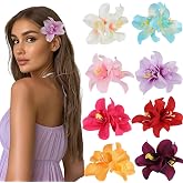 8pcs Hawaiian Flower Hair Clips, Bohemian Orchid Hairpin, Artificial Tropical Phalaenopsis Hair Barrette Hibiscus Hair Clips for Seaside Holiday, Bridal Hair Accessories Pins Headwear for Women Girl