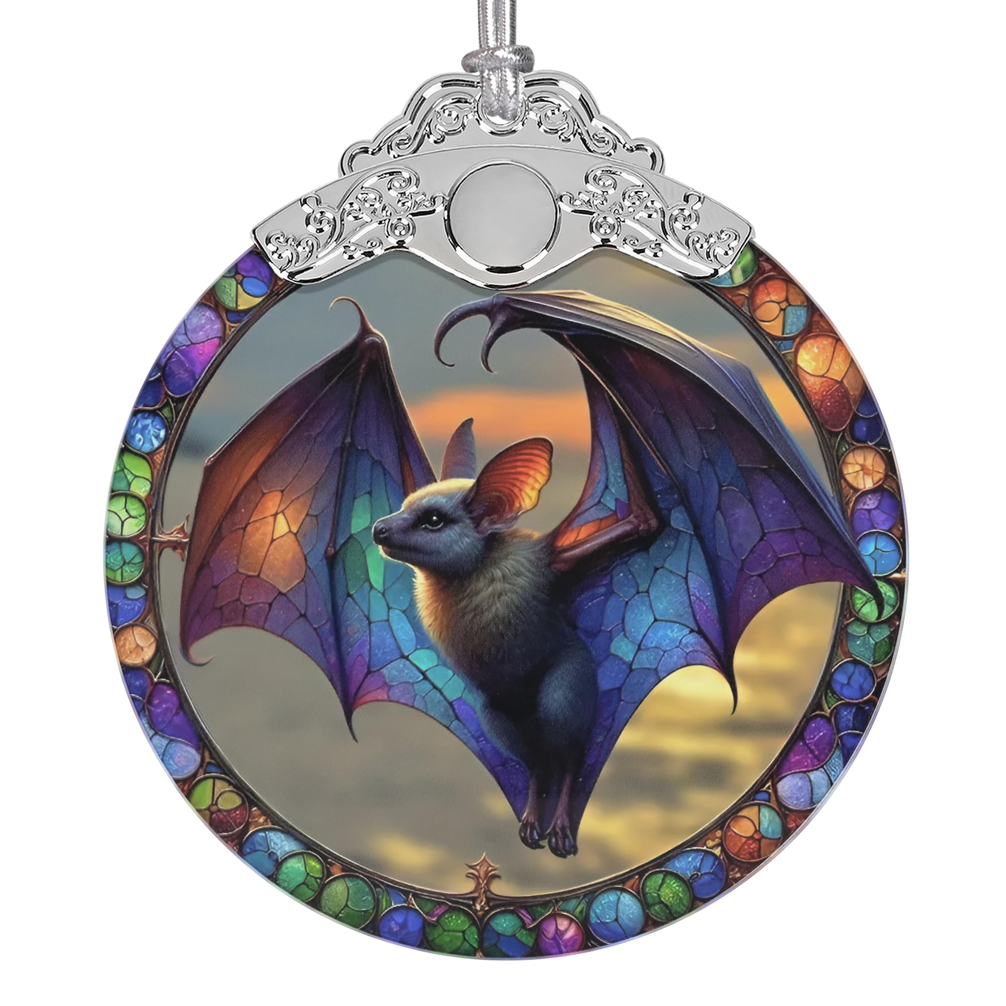 Photo 1 of 2025 Ornaments for Christmas Tree, Zmoicky Stained Glass Hanging Ornament, Christmas Ornaments Clearance, Gift Exchange Ornament, Bauble Present - Magic Bat