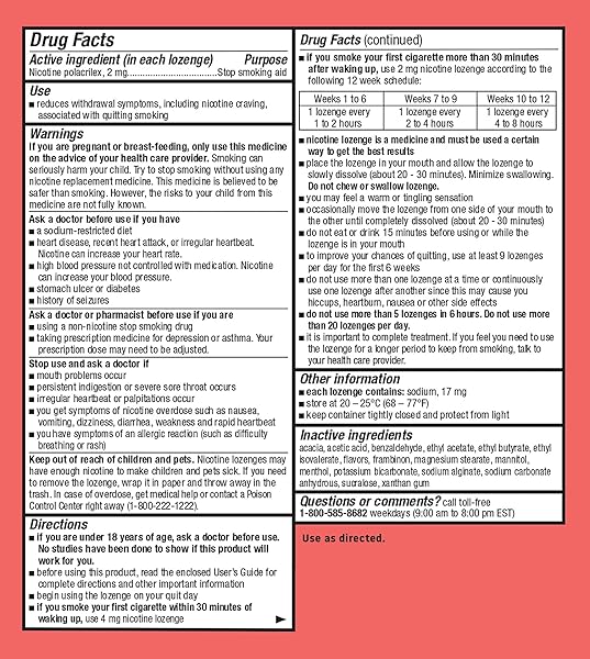 HABITROL NICOTINE LOZENGES 2 MG CHERRY FLAVOR – 135 COUNT – STOP SMOKING AID – REDUCE CRAVINGS AND WITHDRAWAL SYMPTOMS