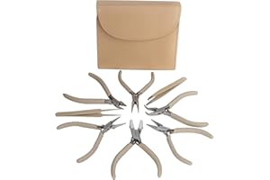 The Beadsmith Fashion Color Pliers – Set of 8 Slimline Color-Coordinated Tools – Matching Clutch in Beige – Jewelry Making Supply Kit to Create Necklaces, Bracelets, Earrings & More