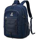 Lanola Basic Multi-Pocket Multipurpose Casual Backpack Water Resistant Bag for Business Travel Hiking Daypack - Dark Blue