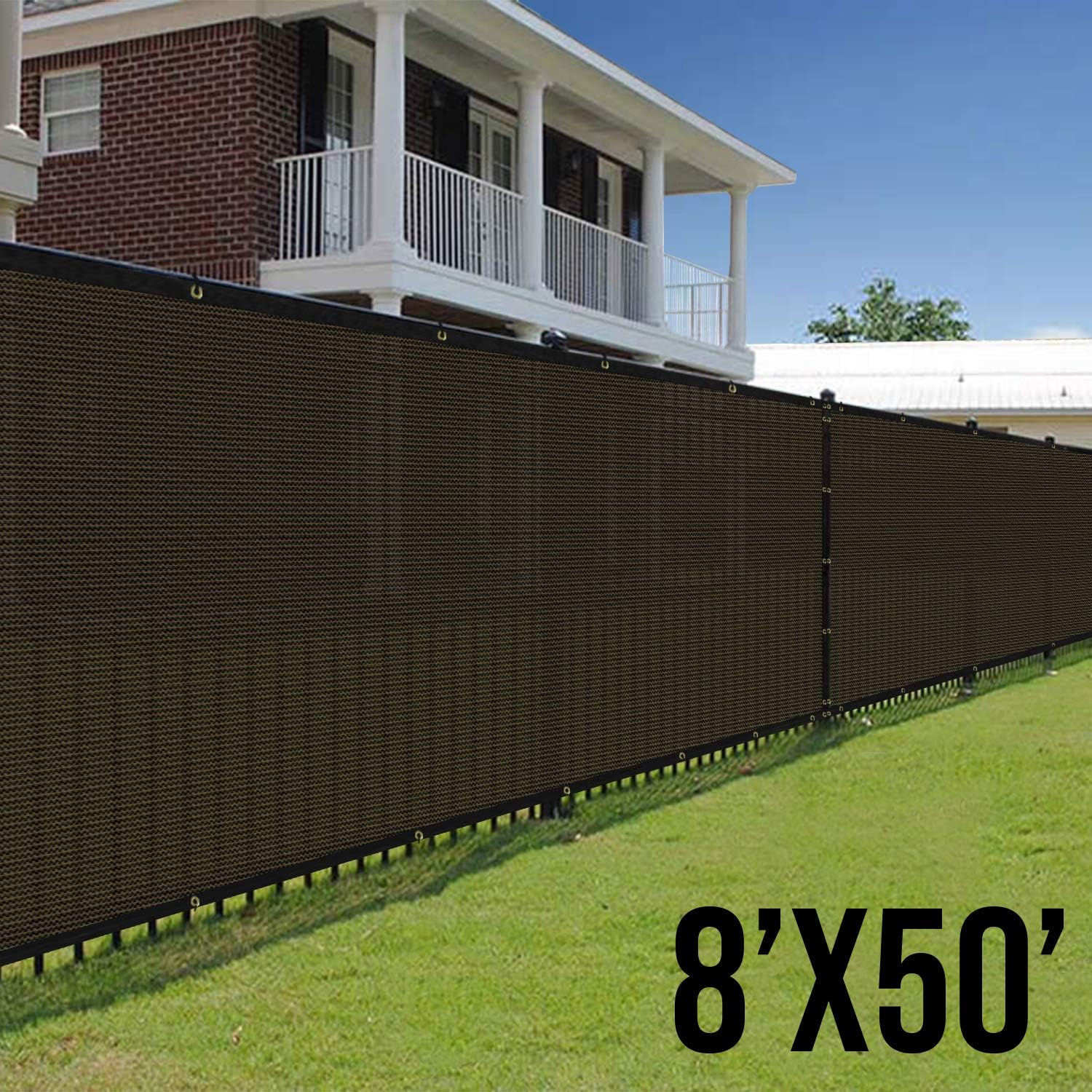 Amazon Com E K Sunrise 8 X 50 Brown Fence Privacy Screen Commercial Outdoor Backyard Shade Windscreen Mesh Fabric 3 Years Warranty Customized Set Of 1 Garden Outdoor