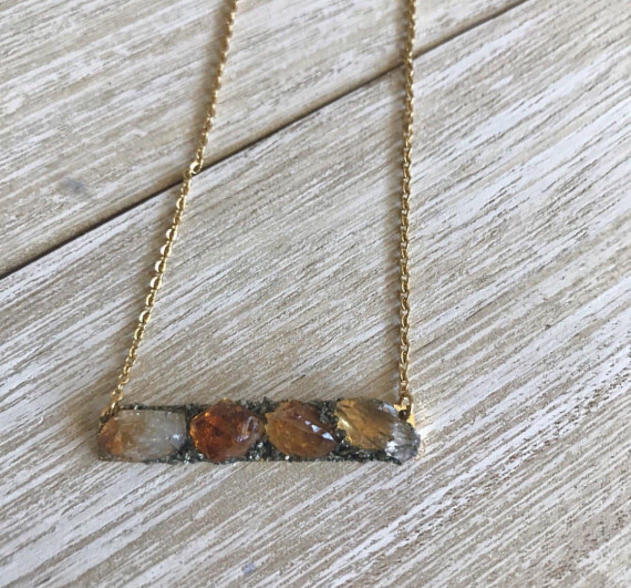 November Citrine birthstone bar necklace gemstone crystal jewelry healing spiritual stone pendant