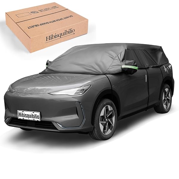 HIBISQUIBILIO UV RESISTANT WINTER WINDSHIELD COVER WITH REFLECTIVE STRAPS – BREATHABLE HAIL COVER – WINDPROOF & DUSTPROOF | 6-LAYERS WATERPROOF SEDAN CAR COVER FOR ALL WEATHERS FOR SEDAN & TRUCKS