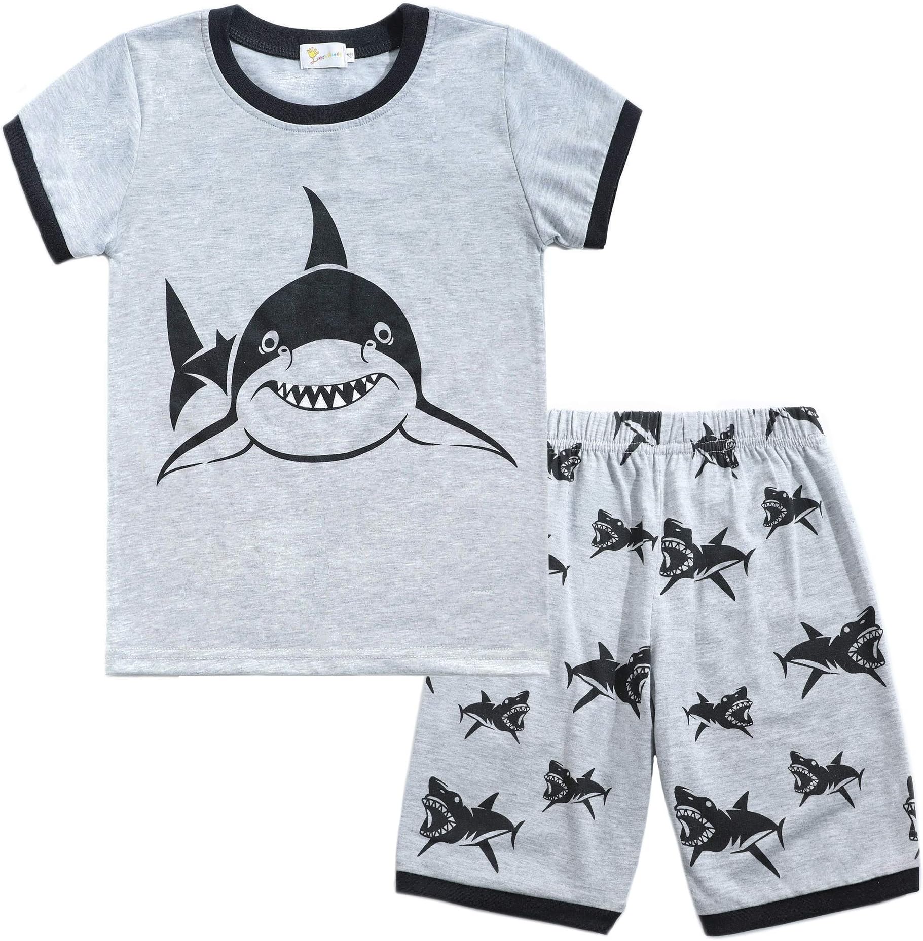 Little Sorrel Boy Pyjamas Short Sleeve Dinosaur Shark Animal Patterns Cotton Pjs for Age 1-7 Years