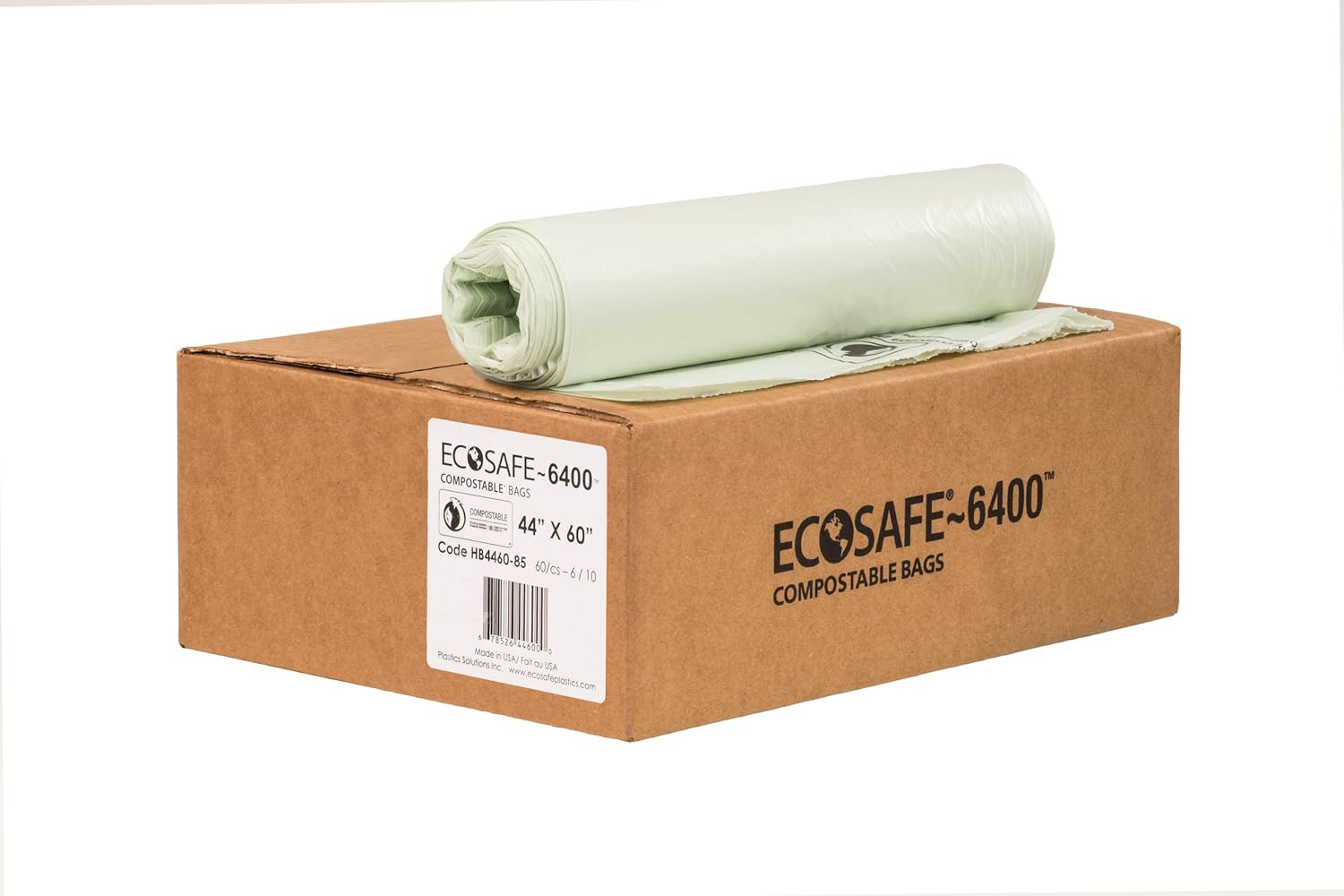 EcoSafe6400 HB446085 Certified Compostable Bag, 60Gallon, Green