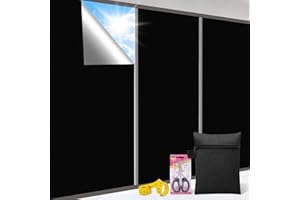 BAONE 100% Blackout Portable Window Cover - Adhesive Thermal Blackout Blinds, No-Drill Window Guard for Temporary Use, 118" x 58" Darkening Shades Suitable for Home, Dorm, RV & Skylight