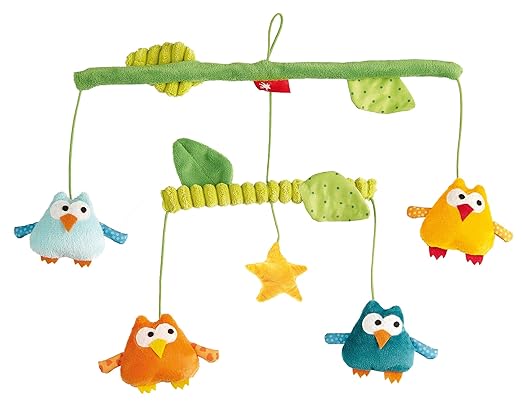 sigikid, Mädchen und Jungen, Mobile mit bunten Eulen, Kleine Eule, Grün/Bunt, 41297