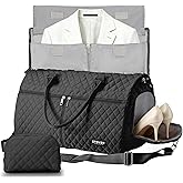 STOVER Women’s Convertible Garment Duffel Bag for Travel – 2-in-1 Carry-On Weekender/Overnight Tote - Wrinkle-Free Dresses, Hanging Suits & Clothes Plus Shoe Compartment & Bonus Toiletry Bag (Black)