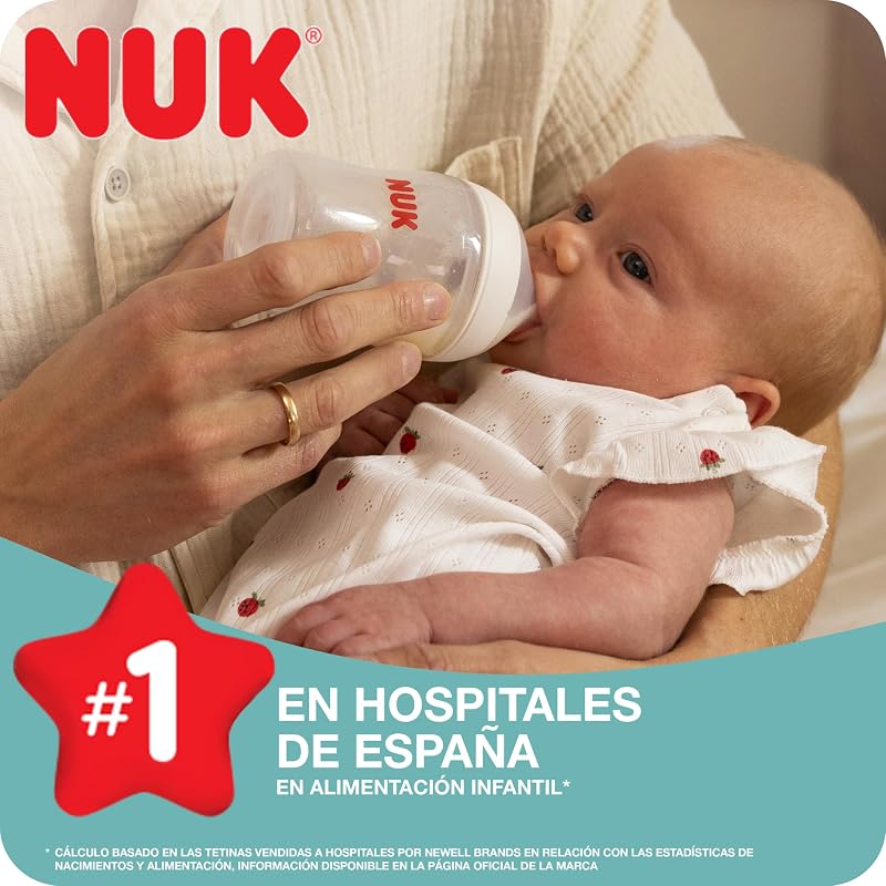 Conjunto de mamadeira nuk perfect match | +0-6 meses | adapta-se ao paladar do bebé | 3 mamadeiras anticólicas e chupeta space | bpa grátis | disneymickey mouse | 4 pcs.