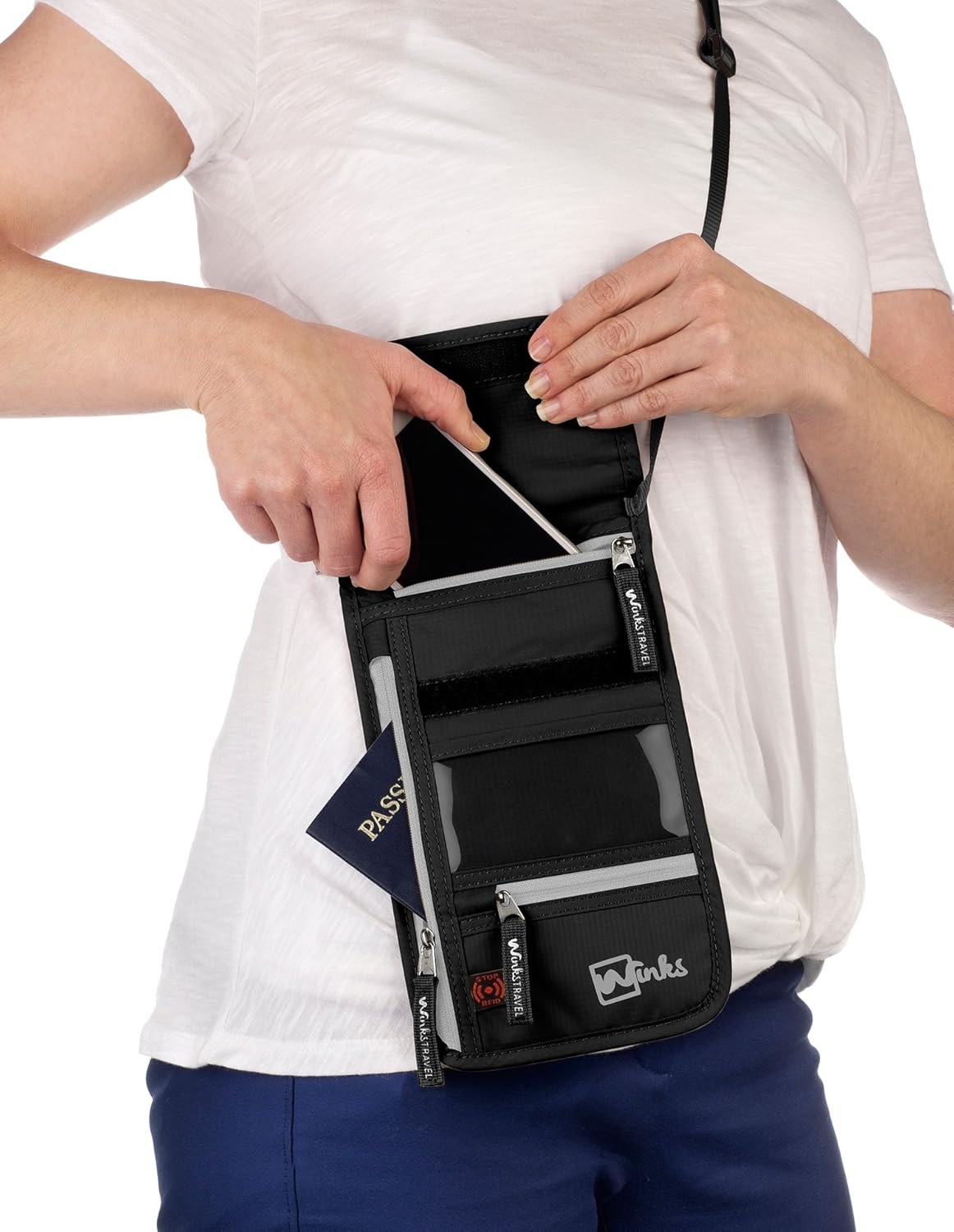  | Travel Neck Wallet Passport Holder w/ RFID Blocking - Premium Traveling Pouch | Passport Wallets