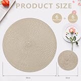 Homcomodar Round Placemats Set of 6 with Coasters 34 cm 10 cm Khaki view 2