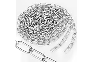 CYEAH 1/8" Stainless Steel Link Chain, 32.8 Ft Small Strong Galvanized Metal Chain, Utility Metal Decorative Chains Camping P