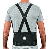 Ergodyne ProFlex 1625 Back Support Brace, Stays and Rubber Webbing for Snug Fit, Removeable Straps, Adjustable,Black,Large
