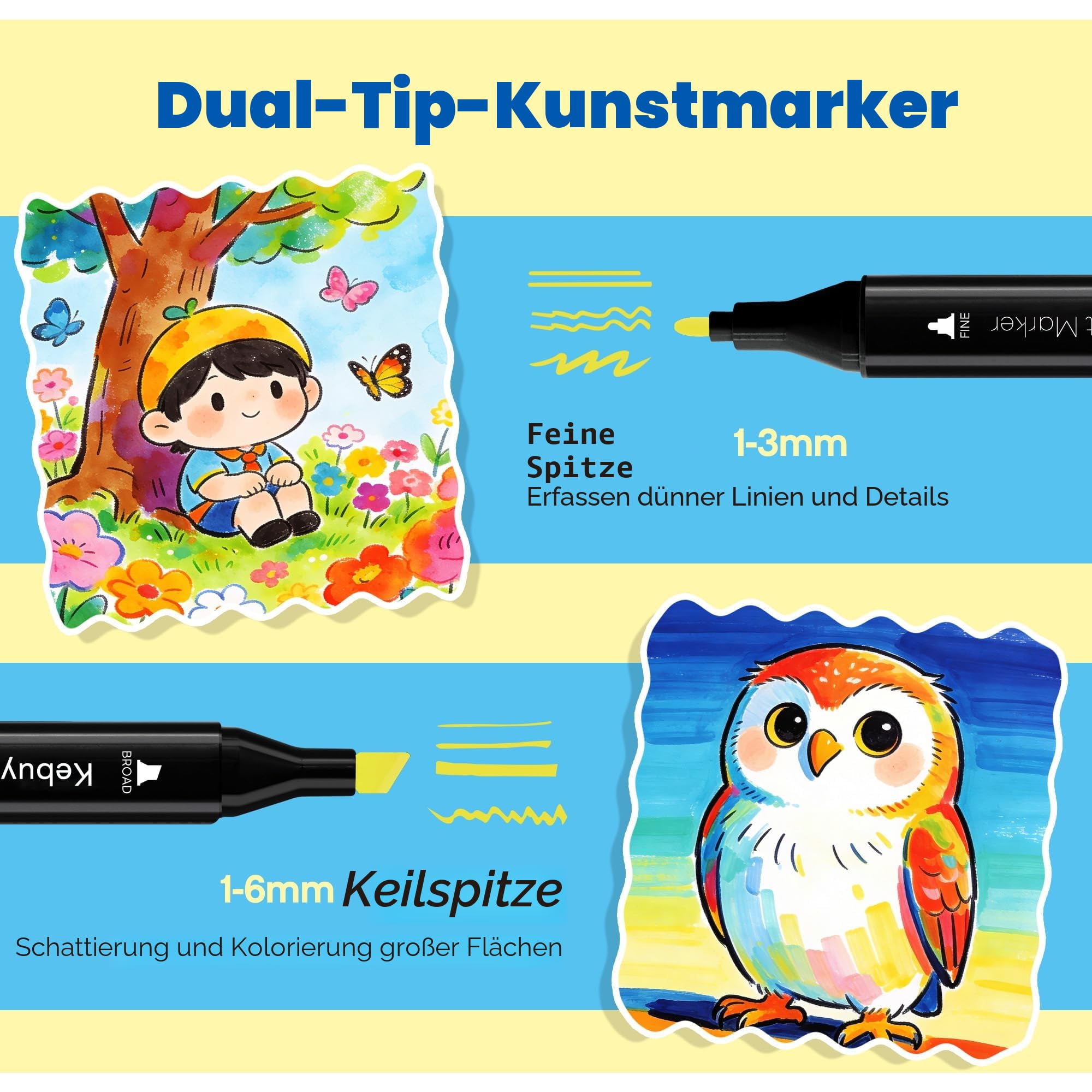 Kebuye Alkohol Marker Set, Alkohol Stifte Set 120 Farben Marker & Filzstifte Twin Tip Künstler Stifte Permanenter Marker FüR Manga, Design, Malerei, Zeichnung Twin Markers Art mit Lagerbasis 4