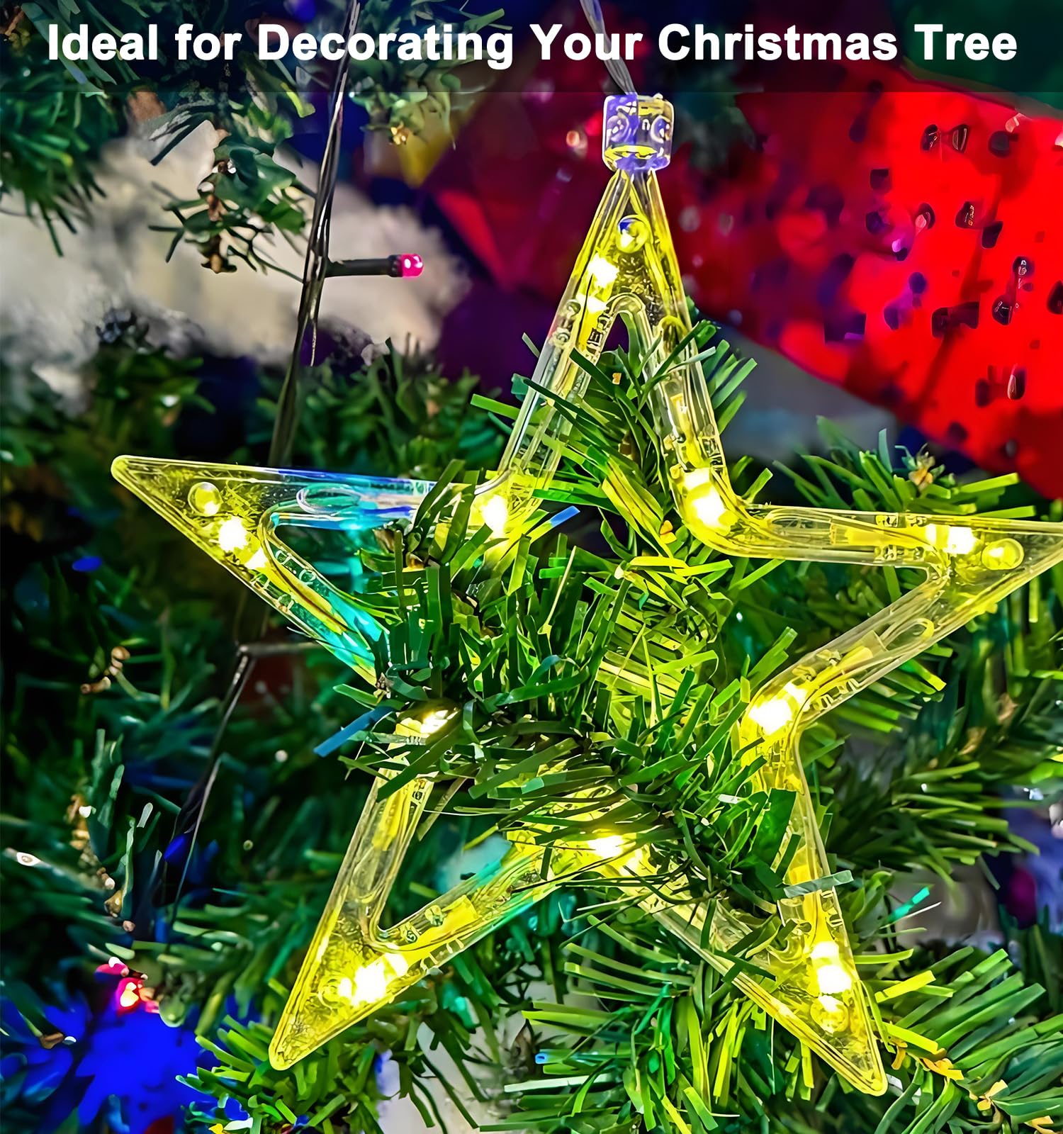 Aourow 3 Stück LED Sterne Weihnachtsbeleuchtung, Weihnachtsdeko Fenster Batteriebetriebene mit Doppelseitiges Klebeband,2 Modi Warmweiß Weihnachtsstern Innen für Weihnachten, Fest,Party,Hochzeit