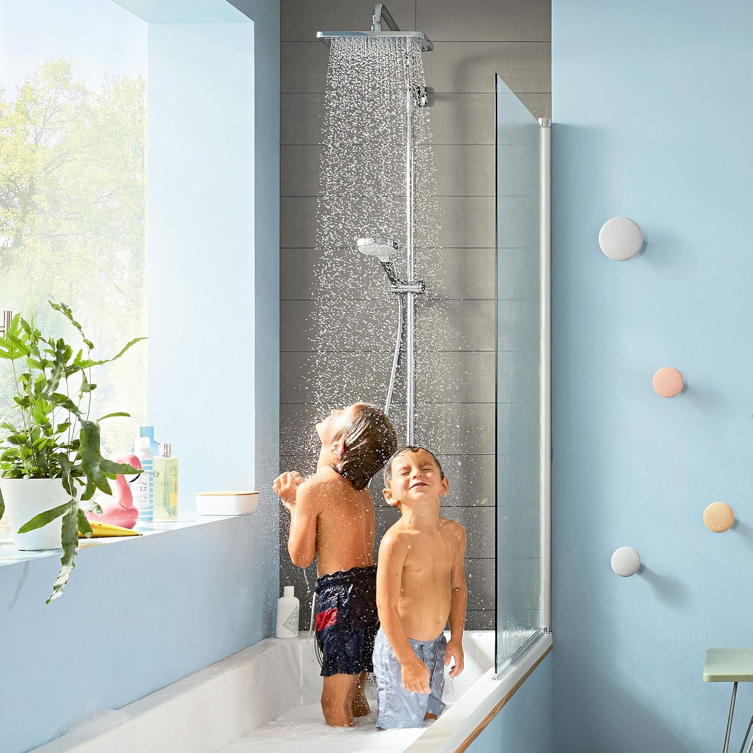 Hansgrohe Wannenduschsystem Croma E Regendusche Duschkopf Duschkopf Duschstange Wannenthermostat Mit Umsteller Schlauch 4 Strahlarten Chrom Amazon De Baumarkt