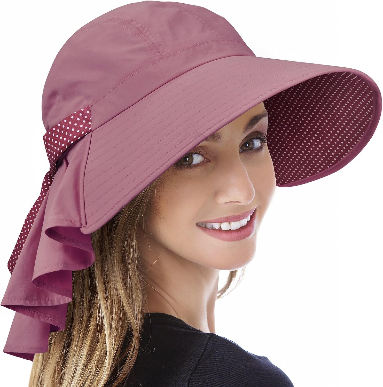 Solaris Wide Brim Sun Hat Ladies Flap Cover Cap Adjustable Beach