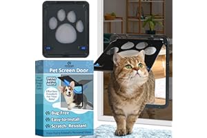 Whisker Wonders Cat Screen Door - Premium Quality Cat Gate, Easy-to-Install, Safe for Pets, Dog and Cat Entry/Exit Door for Screen Doors, Windows - Suitable for Small and Medium Pets