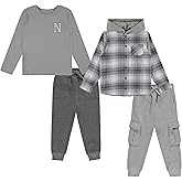 STITCH & STONE Boys 4 Pack Wardrobe Set Hoodie, Graphic Tee & 2 Joggers Soft Cotton Fleece, Sizes 4 to 14