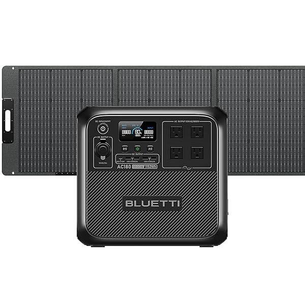 BLUETTI Solar Generator AC180 with PV200 Solar Panel Included, 1152Wh