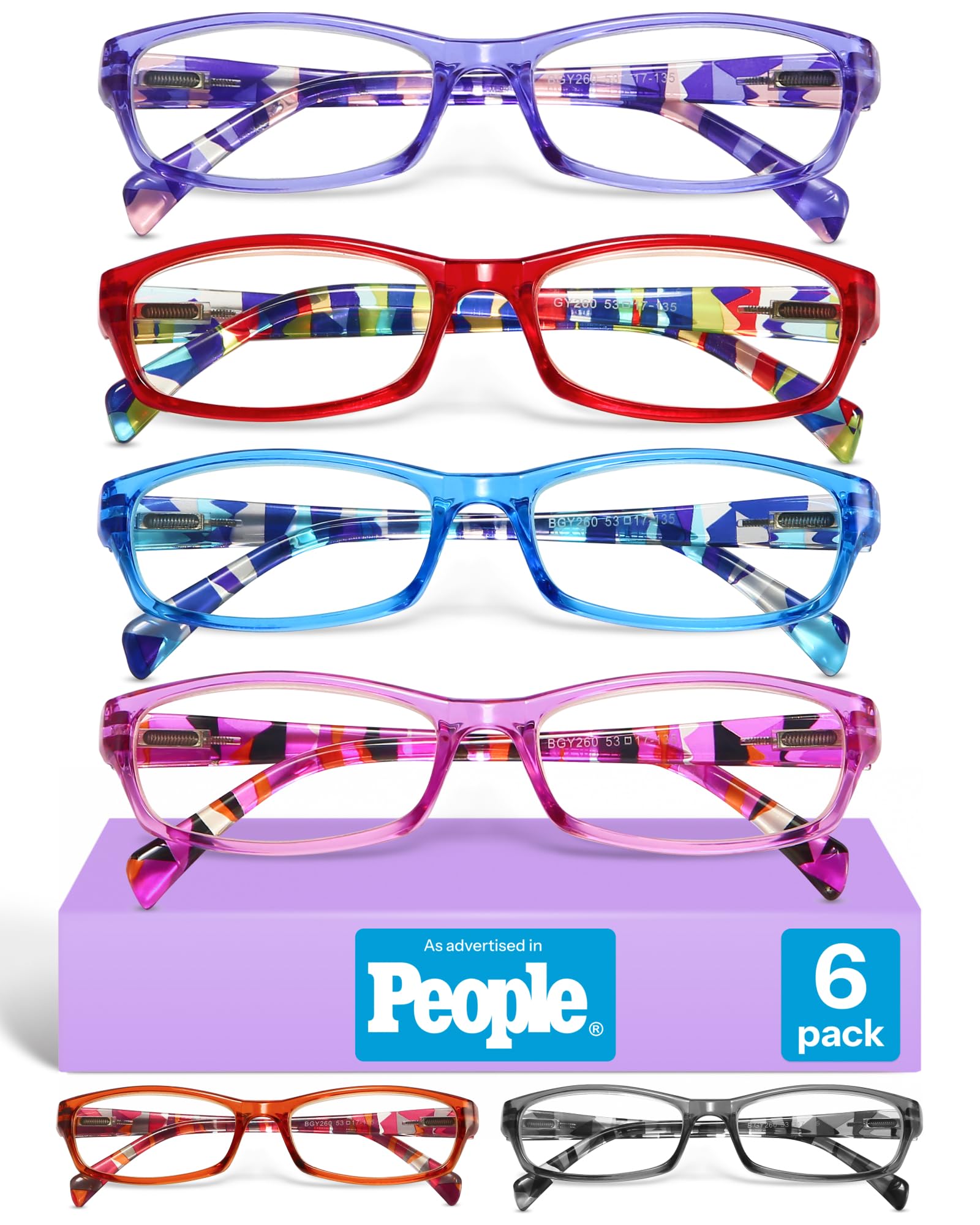 Gaoye 2.75 Reading Glasses for Women, 6 pack Fashion Readers for Women Spring Hinge Eye Glasses, Blue Light Reading Glasses