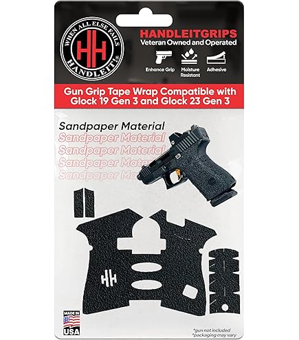 Handleitgrips Gun Grip Tape For Glock 19/23 P80 - Textured Black Rubber Pistol Grip