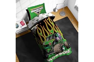 Sunny Side Up Monster Jam Twin Comforter Set - 5 Piece Kids Bedding Includes Comforter, Sheets & Pillow Cover - Super Soft Trucks Microfiber Bed Set