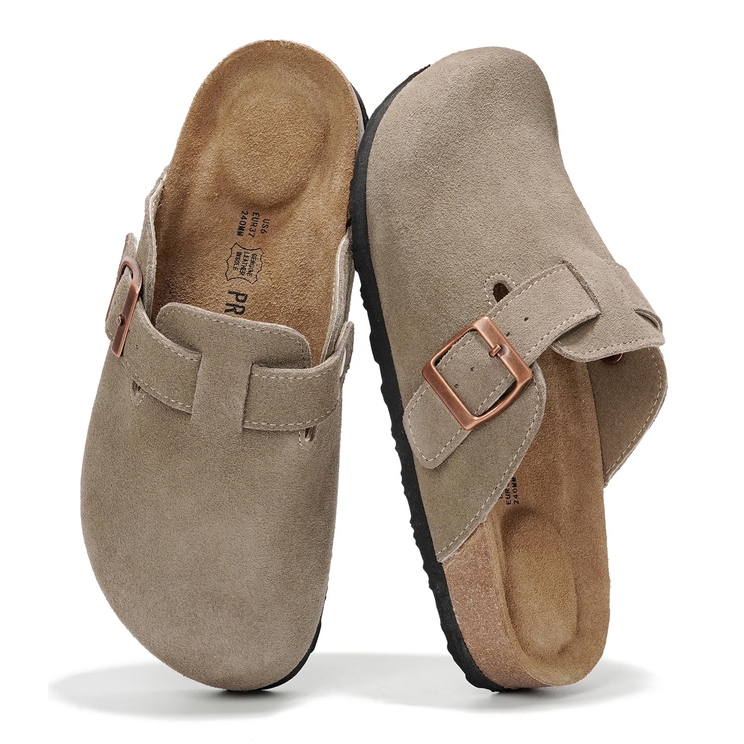 Project Cloud Genuine Leather Footbed Clogs for Women - Memory Foam Arch Support Slippers for Women - Trendy Slip-ons Women's Mules & Clogs Sandals (Benton)