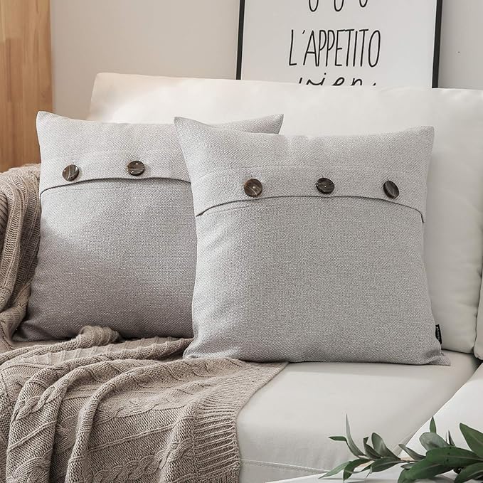 Phantoscope Set of 2 Triple Button Cotton Blend Throw Pillow Case