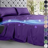 DECOLURE Cooling Bed Sheets King Set 4pcs - Luxurious & Ultra-Soft King Size Cooling Sheets for Hot Sleepers - Comfortable & Cool Bamboo Viscose Microfiber Sheets King Size w/Deep Pockets (Purple)