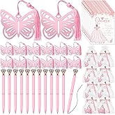Noveread 24 Sets Quinceanera Party Favors for Guests Included 24 Pink Butterfly Metal Bookmark 24 Pink Big Crystal Diamond Pens 24 Thank You Cards and Organza Bags 16 Party Favors 15 Years Birthday