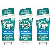 Tom's of Maine Long-Lasting Aluminum-Free Natural Deodorant for Women, Unscented, 2.25 oz. 3-Pack (Packaging May Vary)