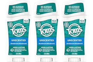 Tom's of Maine Long-Lasting Aluminum-Free Natural Deodorant for Women, Unscented, 2.25 oz. 3-Pack (Packaging May Vary)