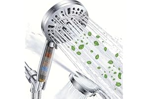 High Pressure Handheld Shower Head with Filtered Cartridge Softener Beads, Remove Chlorine,10-Mode Spray w/Power Wash, Anti-C