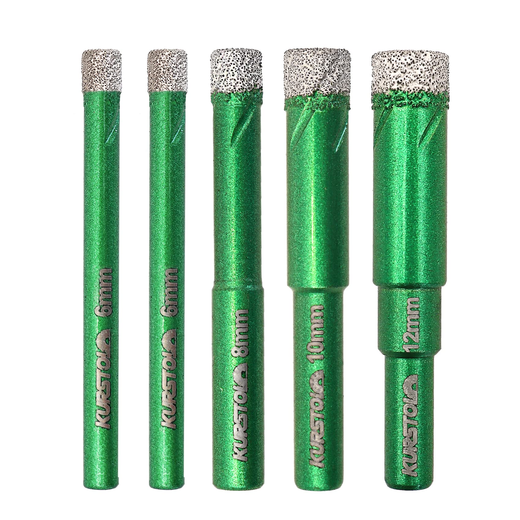 Dry Diamond Drill Bit Set - Diamond Tipped Hole Saw Bit for Porcelain Tile Ceramic Marble Granite Stone,Diamond Core Drill Bit Kit Round Shank Fixed on Drills,No.K4(6/6/8/10/12mm)