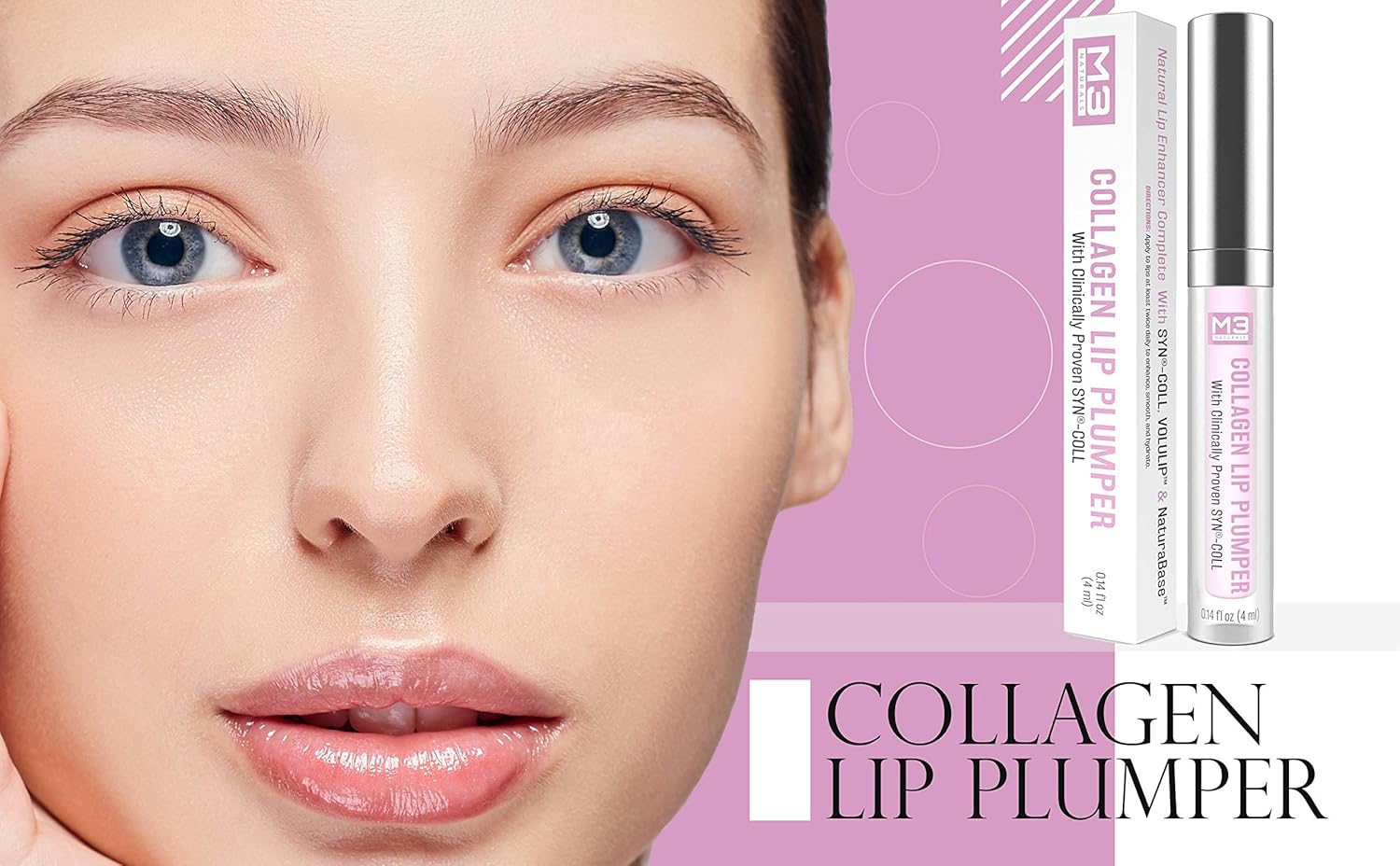 M3 Naturals Collagen Lip Plumper Clinically Proven Natural Lip Enhancer for Fuller Softer Lips Increased Elasticity Reduce Fine Lines Hydrating Plump Gloss Lipstick Primer 4 ml : Beauty
