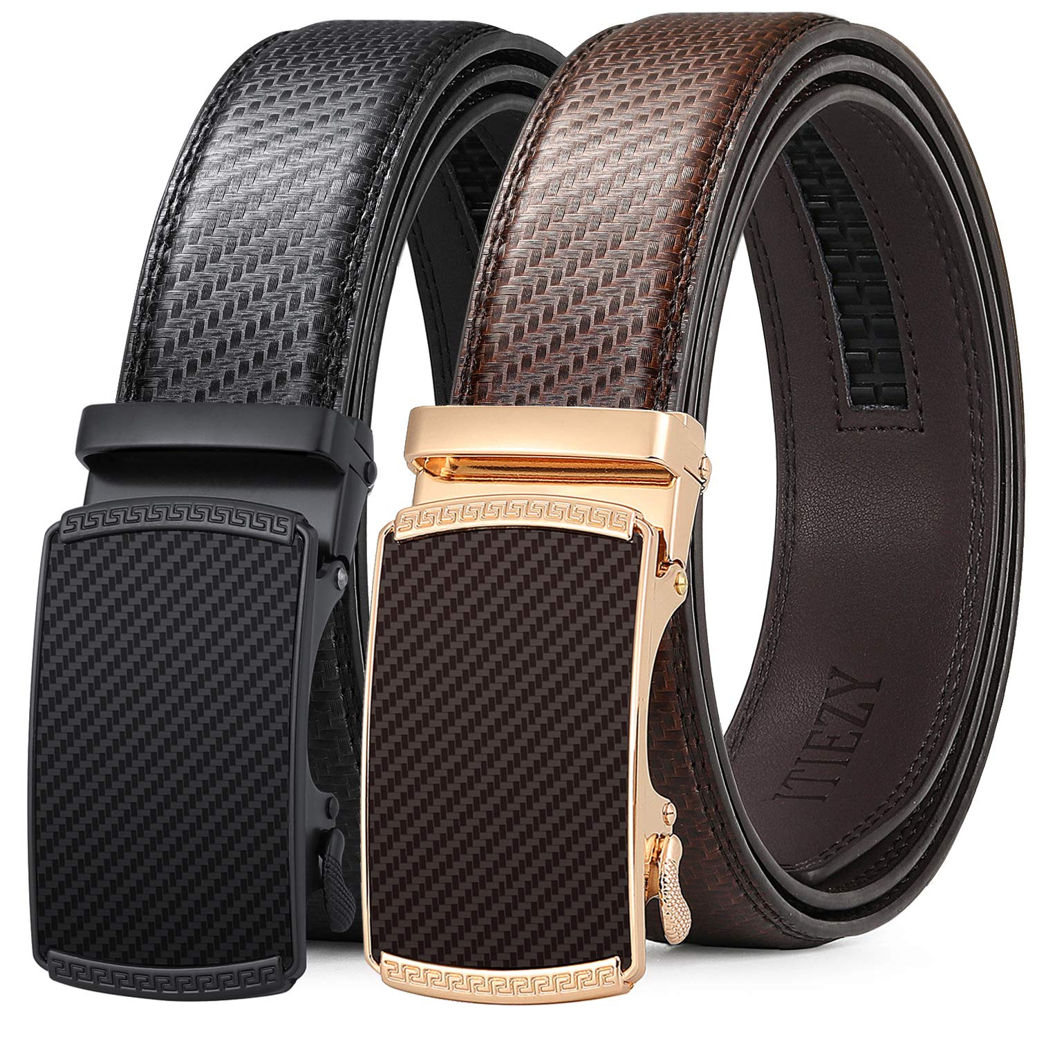 Buy ITIEZY Leather Ratchet Dress Belt 2 Pack with Automatic Buckle