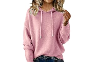 gkzlzk Warm Cashmere Sweaters for Women Crew Neck Soft Wool Hoodies Winter Cozy Knitted Oversized Drawstring Hooded Pullover