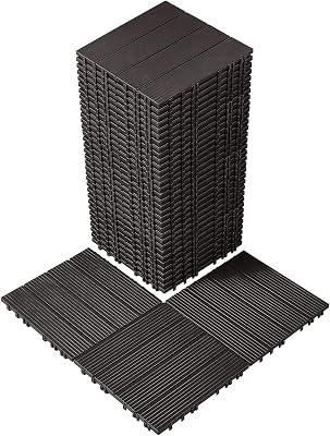 Piastrelle per Patio ad Incastro 36 Pezzi 300 x 300 x 20 mm, Piastrelle Impermeabile in Plastica, Piastrelle per Tutte Le Condizioni Atmosferiche, per Portico Piscina Cortile, Marrone Scuro