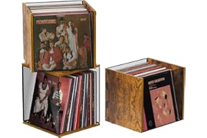 Honkazita 1 Cube Record Holder Vinyl Record Storage Furniture,DIY Stackable 40-55 Records Visualize Record Holder Album Storage Box Cube Wooden Organizer Crate Records Cabinet Record Vinyl Storage