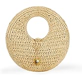 PHILOMENA Woven Straw Beach Bag for Women Handmade Raffia Circle Bag, Summer Boho Chic Tote Purse Handbag Large Round Bag