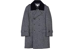 Isaac Mizrahi Boy's 2-20 Velvet Collar Quilt Lined Wool Blend Peacoat