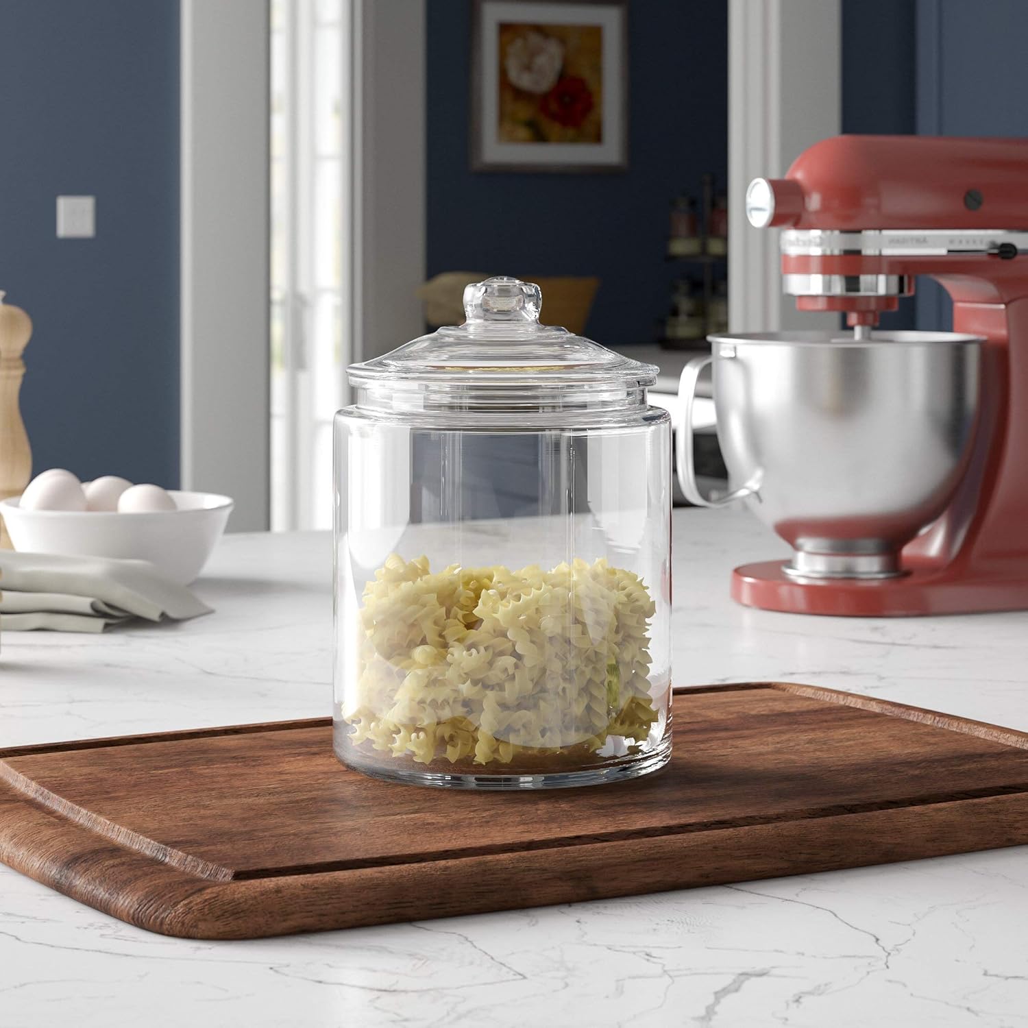 3pc Canister Sets for Kitchen Counter + Labels & Marker - Glass Cookie Jars with Airtight Lids - Food Storage Containers with Lids Airtight for Pantry - Flour, Sugar, Coffee, Cookies, etc.: Home Improvement