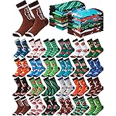 Ramede 48 Pairs Football Socks Bulk Novelty Soccer Pattern Sports Crew Socks for Men Women Gifts