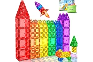 IGIVI 100PCS Magnetic Tiles - Mini Magnetic Blocks for Toddlers, Preschool Educational Toys for Kids Ages 3+, Toddler Essential Travel Toy, Creative Gift for Boys & Girls