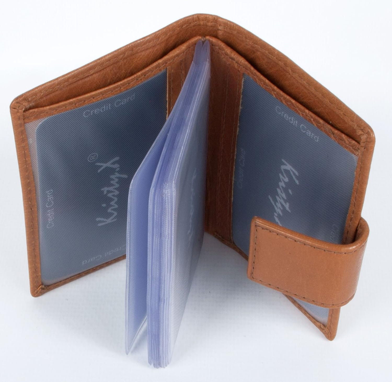 Genuine Leather Credit Card Holder Kristy.X for 14 Cards And Banknotes, Brown - Image 3