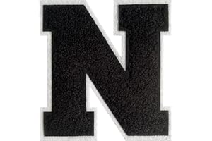 GROZON Varsity Letter Patches Black Chenille Letter Patches 4-1/2" Letterman Jacket Patches Iron on Letter Patches for Clothing (Black-N)