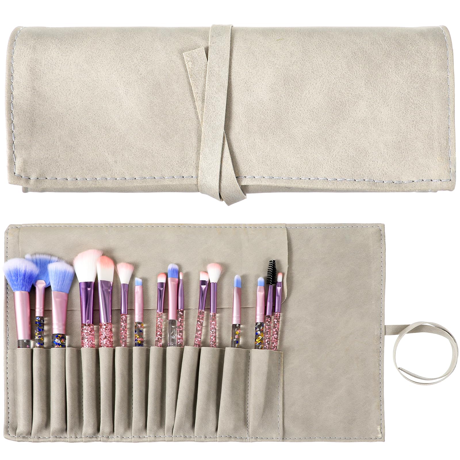 Photo 1 of Lnngub Makeup Brush Pouch Makeup Brush Roll Makeup Brush Organizer Makeup Brush Holder Travel Makeup Brush Bag Pouch Makeup Pouches for Women Cosmetic Brushes Makeup Brush Case Roll-Up Pu Leather