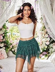 Avidlove Green Mini Skirts for Women Flowy Lace